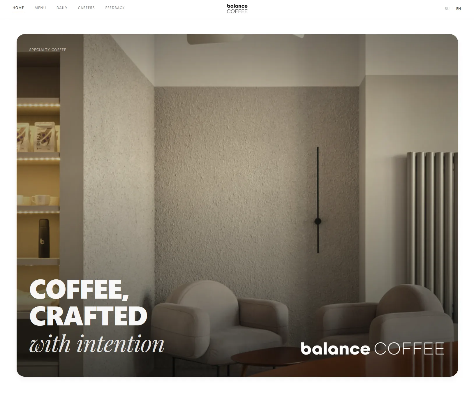 BALANCE COFFEE cafe official website screenshot